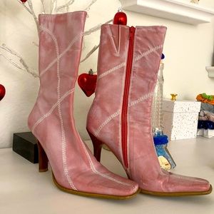 Gorgeous pink leather dressy boots 6.5 7